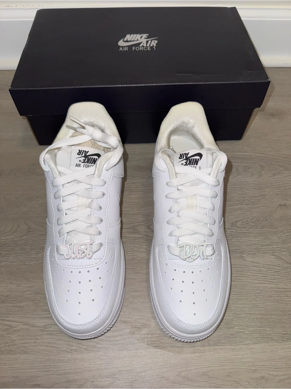New Nike Air Force 1 '07 White Black - Just Do It Charms Sneakers